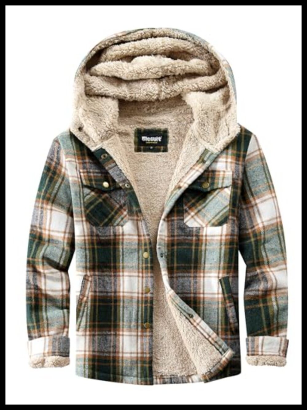 Women Fleece Flannel Jacket Plaid Sherpa Button Down Hooded Coat